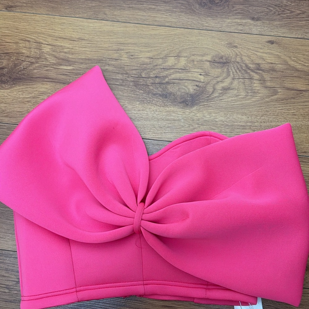 Vibrant Pink Bow Bandeau Top